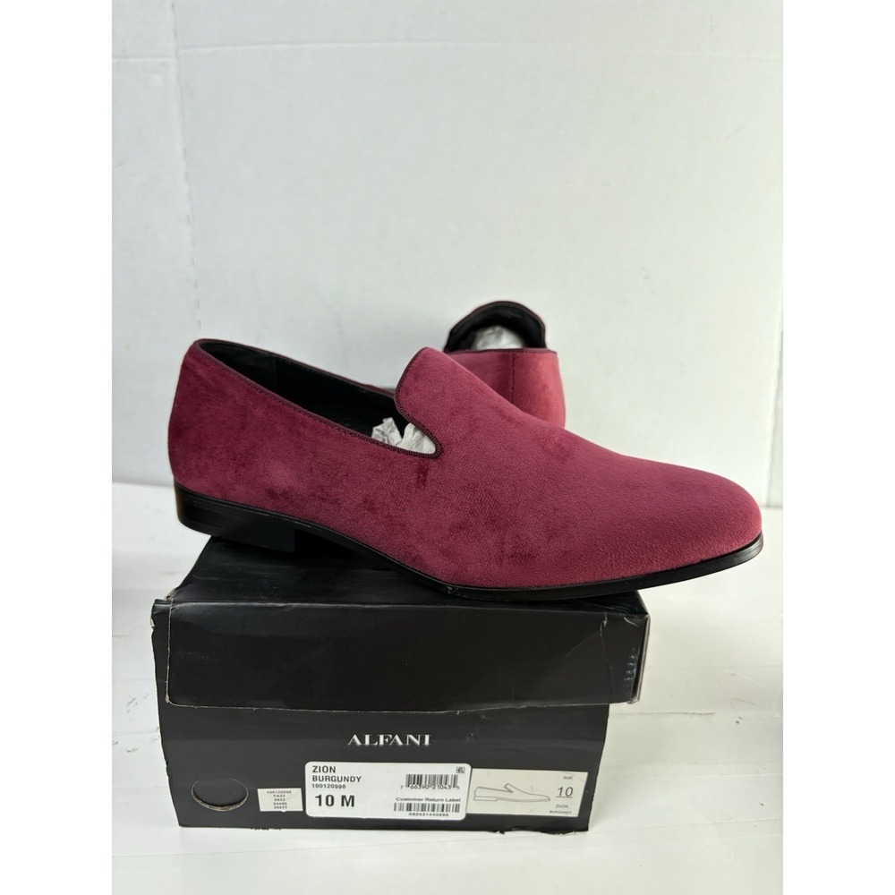 Alfani Men's Zion Slip On Smoking Fashion Loafers Burgundy Microsuede Size 10M